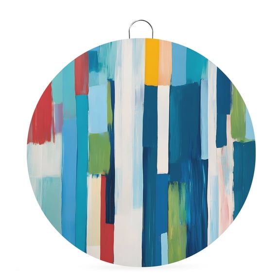 Round Welcome Sign, Blue Green White Metal Wall Art Hanging Decoration, Modern Abstract Gradient Aesthetic Art Circlar Iron Sign Wall Decor for Front Door Home Porch Office Gifts, 6x6 In