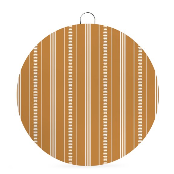 Round Welcome Sign for Front Door, Boho Burnt Orange Hanging Metal Farmhouse Wall Decor for Porch Entryway, Minimalist Farmhouse Striped Decoration for Holiday Housewarming Gift, 8 in