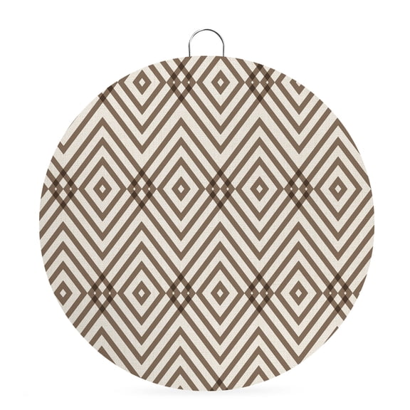 Round Welcome Sign for Front Door, Brown Beige Diamond Hanging Metal Farmhouse Wall Decor for Porch Entryway, Modern Geometric Minimalist Decoration for Holiday Housewarming Gift, 6 in