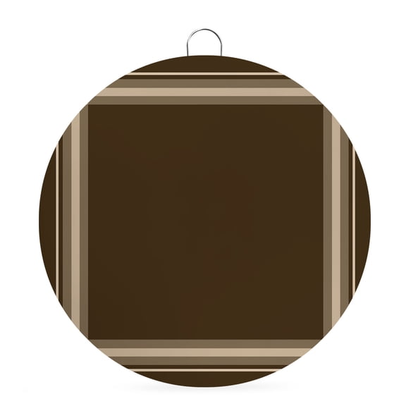 Round Welcome Sign for Front Door, Dark Brown Hanging Metal Farmhouse Wall Decor for Porch Entryway, Vintage Simple Stripes Grid Texture Decoration for Holiday Housewarming Gift, 6 in
