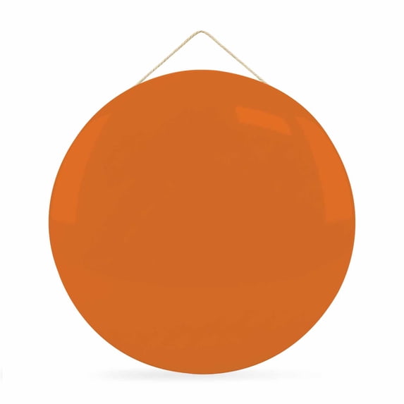 Round Welcome Sign for Front Door, Orange Hanging Metal Farmhouse Wall Decor for Porch Entryway, Pure Orange Decoration for Holiday Housewarming Gift, 12 in