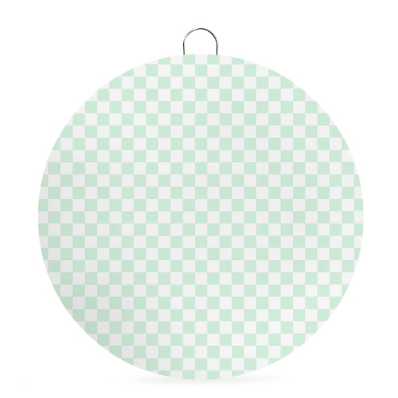 Round Welcome Sign for Front Door, Rustic Green Plaid Hanging Metal Farmhouse Wall Decor for Porch Entryway, Farmhouse Vintage Grid Checkerboard Decoration for Holiday Housewarming Gift, 8 in