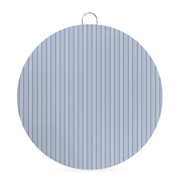 Round Welcome Sign for Front Door, Sky Blue Line Striped Hanging Metal Farmhouse Wall Decor for Porch Entryway, Farmhouse Blue Stripes Decoration for Holiday Housewarming Gift, 8 in