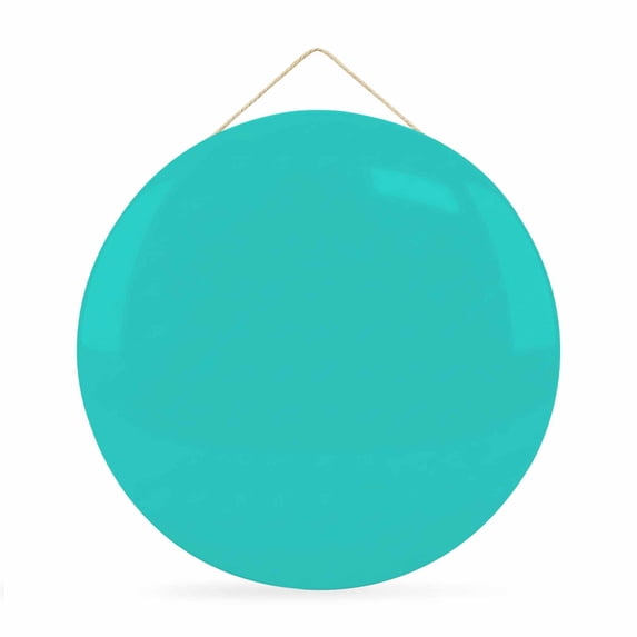 Round Welcome Sign for Front Door, Turquoise Hanging Metal Farmhouse Wall Decor for Porch Entryway, Modern Pure Turquoise Decoration for Holiday Housewarming Gift, 12 in