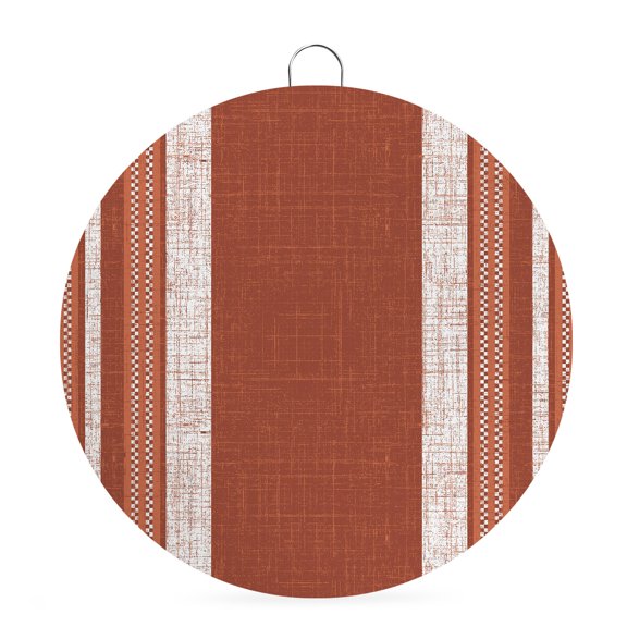 Round Welcome Sign for Front Door, Vintage Rust Red Striped Hanging Metal Farmhouse Wall Decor for Porch Entryway, Farmhouse Modern Stripes Boho Decoration for Holiday Housewarming Gift, 8 in