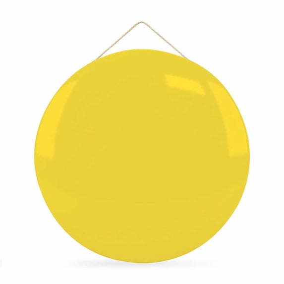 Round Welcome Sign for Front Door, Yellow Hanging Metal Farmhouse Wall Decor for Porch Entryway, Pure Yellow Decoration for Holiday Housewarming Gift, 12 in