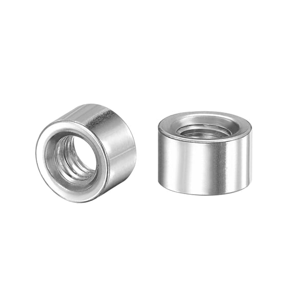 Round Weld Nuts, M6 x 10mm x 6mm Weld On Bung Female Nut Threaded - 201 Stainless Steel Insert Weldable 20 pcs