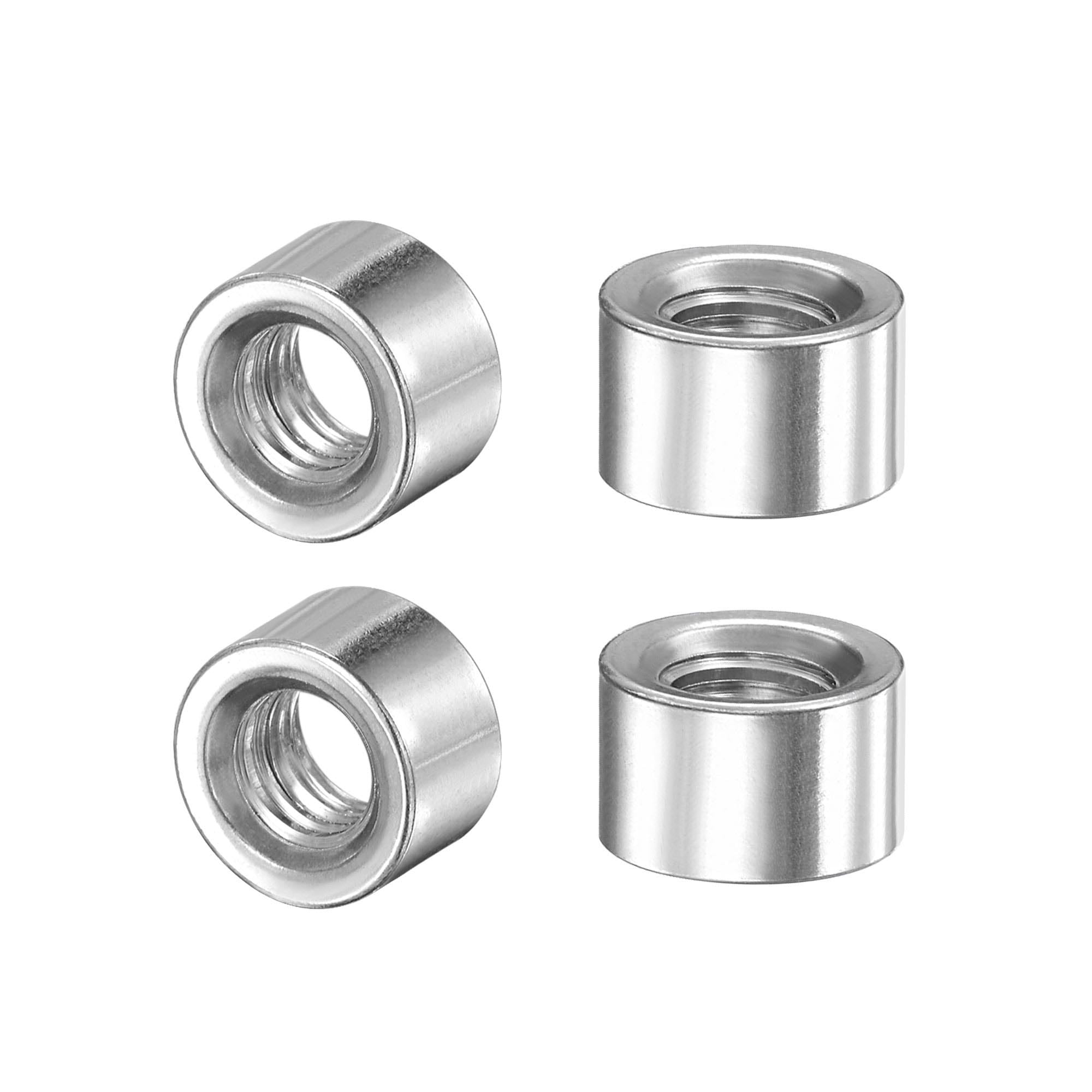 Round Weld Nuts, M6 x 10mm x 6mm Weld On Bung Female Nut Threaded 201 Stainless Steel Insert