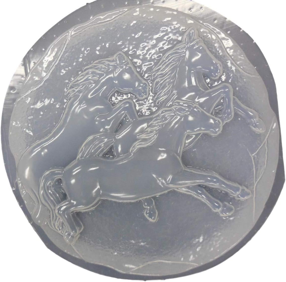 Round Western Horses Plastic Craft Mold Use With Concrete Or Cement To