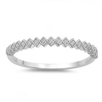 Round White CZ Square Stackable Wedding Ring 925 Sterling Silver Band Jewelry Female Size 8
