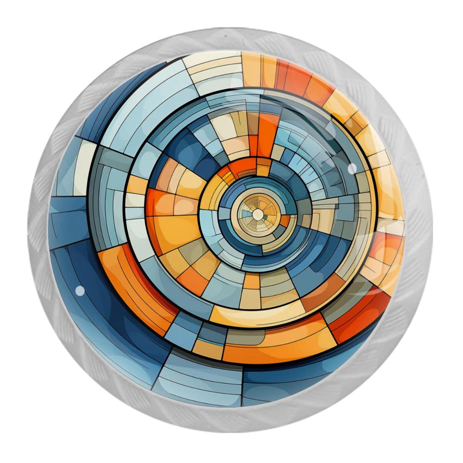 Round White Pulls, 4 Packs Abstract Geometry Crystal Kitchen