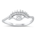 thumbnail image 1 of Round White Cubic Zirconia All Seeing Eye Ring .925 Sterling Silver Band Jewelry Female Male Size 9, 1 of 4