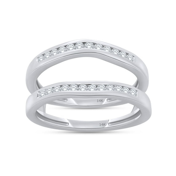 Round White Cubic Zirconia Curve Enhancer Guard Ring 14K White Gold Ring Size - 5