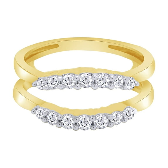 Round White Cubic Zirconia Curve Enhancer Guard Ring in 14K Yellow Gold Ring Size - 9.5