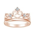 thumbnail image 1 of AFFY Round White Cubic Zirconia Heart Frame Princess Crown Engagement Ring In 14k Rose Gold Over Sterling Silver Ring Size-6.5, 1 of 1