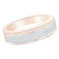 thumbnail image 1 of AFFY Round White Cubic Zirconia Men's Wedding Band Ring In 14k Rose Gold Over Sterling Silver (0.18 cttw) Ring Size-8, 1 of 1