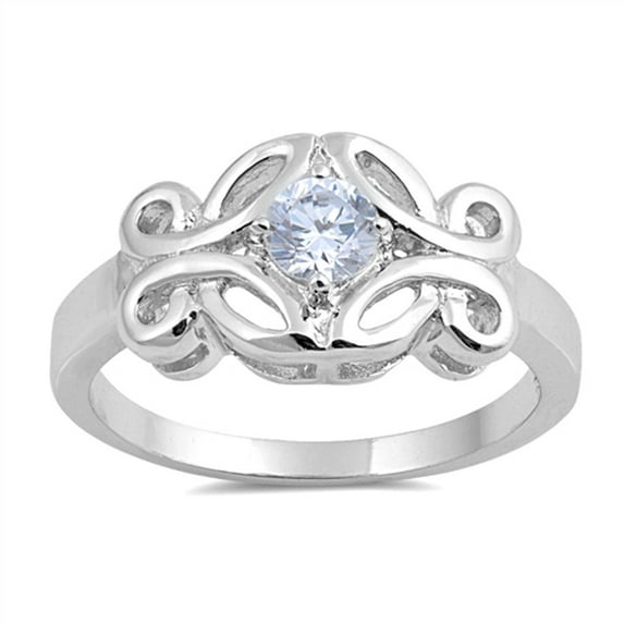 Round White Cubic Zirconia Solitaire Butterfly 925 Sterling Silver Ring Jewelry Female Male Size 8