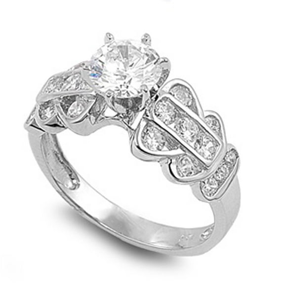 Round White Cubic Zirconia Solitaire Promise Ring .925 Sterling Silver Band Jewelry Female Size 10