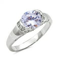 thumbnail image 1 of Round White Cubic Zirconia Solitaire Ring .925 Sterling Silver Band Jewelry Female Male Size 7, 1 of 4