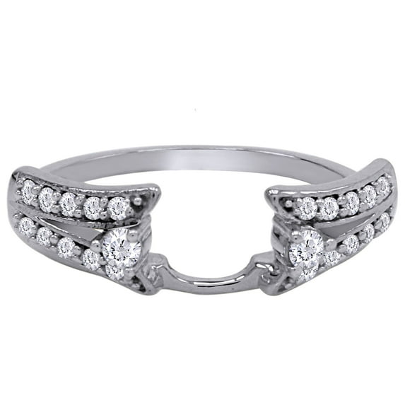 Round White Cubic Zirconia Split Shank Enhancer Guard Ring 10k White Gold Ring Size - 9.5