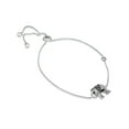 thumbnail image 1 of Round White Cubic Zirconia Sterling Silver Oxidized Elephant Adjustable Bracelet, 10", 1 of 1