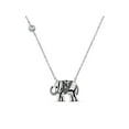 thumbnail image 1 of Round White Cubic Zirconia Sterling Silver Oxidized Two Sided Elephant Necklace, 20", 1 of 4