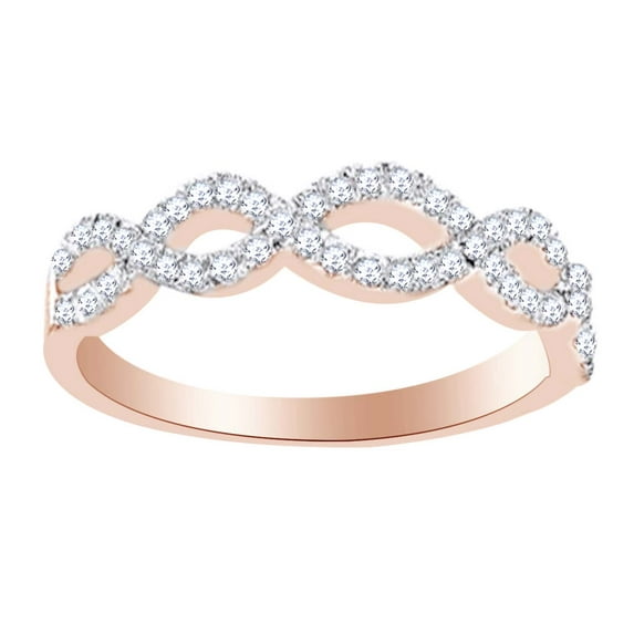 AFFY Round White Cubic Zirconia Twisted Wedding Band Ring In 925 Sterling Silver Ring Size-8