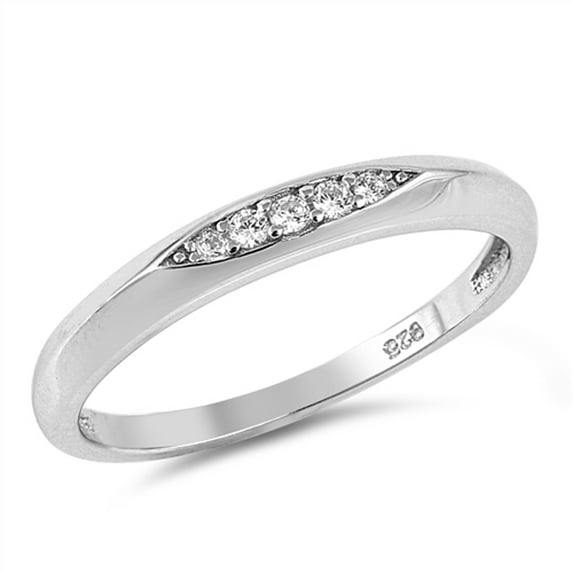 Round White Cubic Zirconia Wedding Ring .925 Sterling Silver Band Jewelry Female Male Unisex Size 6
