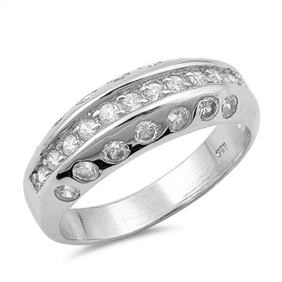 Round White Cubic Zirconia Wedding Ring .925 Sterling Silver Band Jewelry Female Male Unisex Size 9