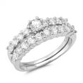 thumbnail image 1 of Round White Cubic Zirconia Wedding Ring Set .925 Sterling Silver Band Jewelry Female Male Size 7, 1 of 4