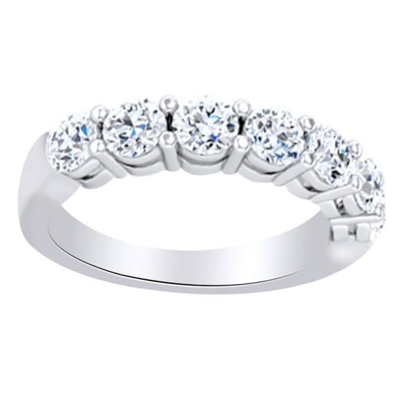 AFFY Round White Diamond Multi-Stone Engagement Wedding Ring 14K Solid White Gold (1.37 Cttw)