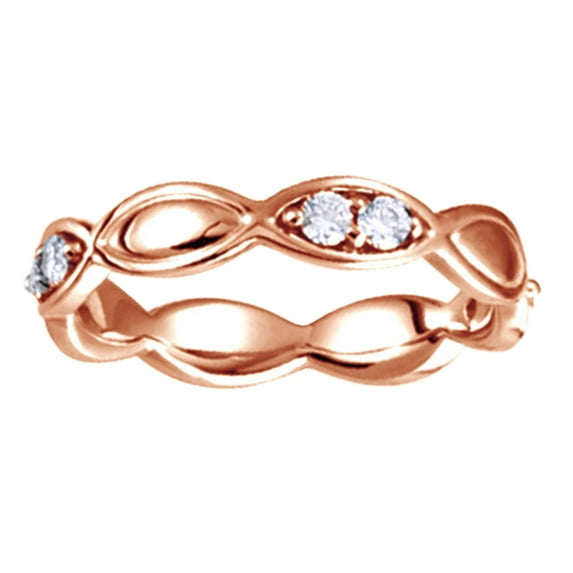Round White Diamond Twisting Inspired Eternity Band Ring 14K Solid Rose Gold (0.33 Cttw)
