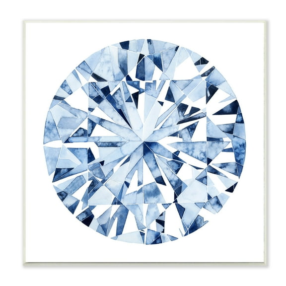 Round White Diamond Watercolor Pattern Wall Plaque Art, 12 x 0.5 x 12