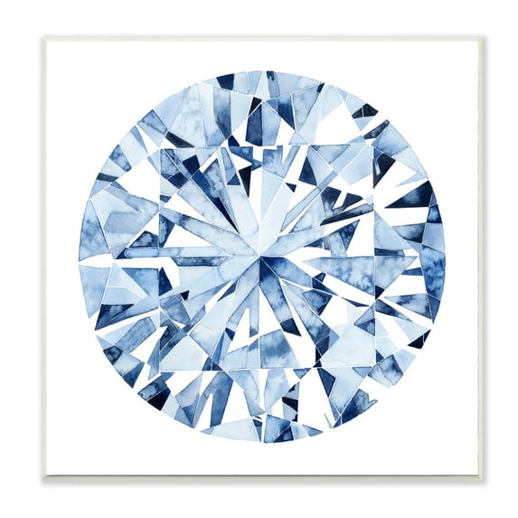 Round White Diamond Watercolor Pattern Wall Plaque Art, 12 x 0.5 x 12