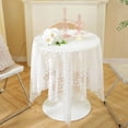 thumbnail image 1 of Round White Lace Tablecloth 35 in Embroidered Sheer Table Cover Hollow Out Non Slip Design Polyester Vintage Floral Overlay for Dining Table Home Restaurant Cafe Decor, 1 of 6