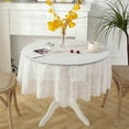 thumbnail image 1 of Round White Lace Tablecloth Vintage Table Cloth for Kitchen Home Table Decoration, 1 of 6