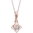 thumbnail image 1 of AFFY Round White Natural Diamond Accent 14k Solid Rose Gold Flower Pendant Necklace, 1 of 1