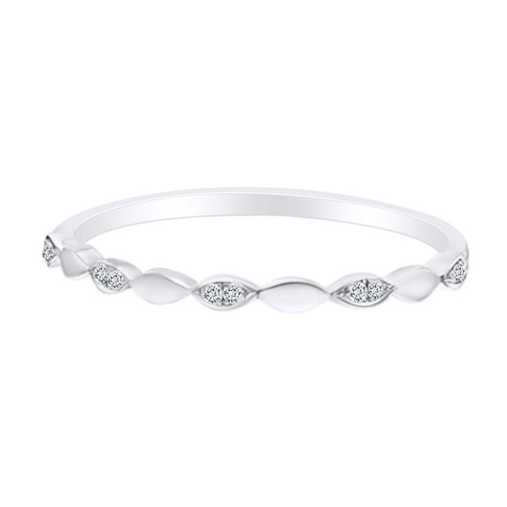 AFFY Round White Natural Diamond Accent Bridel Engagement Ring 14K Solid White Gold (I-J Color ,I2-I3 Clarity) Ring Size-8.5