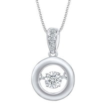Round White Natural Diamond Accent Circle Pendant Necklace 14k Solid White Gold