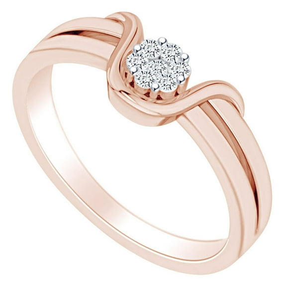 AFFY Round White Natural Diamond Accent Cluster Engagement Ring 14k Rose Gold Over Sterling Silver