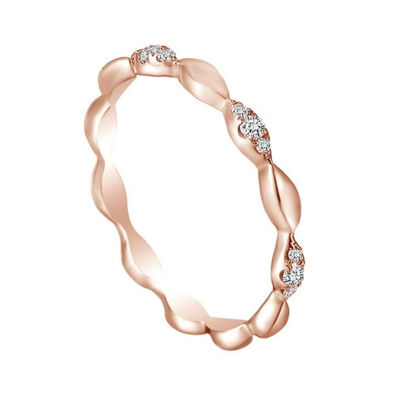 AFFY Round White Natural Diamond Accent Drop Design Engagement Ring 14K Solid Gold (I-J Color ,I2-I3 Clarity) Ring Size-5