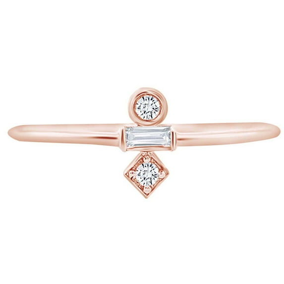 AFFY Round White Natural Diamond Accent Engagement Ring 10K Solid Rose Gold (I-J Color ,I2-I3 Clarity) Ring Size-9