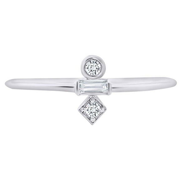 AFFY Round White Natural Diamond Accent Engagement Ring 10K Solid White Gold (I-J Color ,I2-I3 Clarity) Ring Size-9