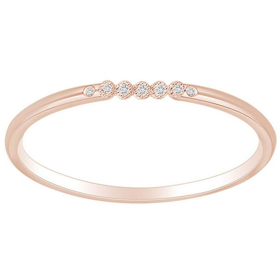 AFFY Round White Natural Diamond Accent Engagement Ring 14K Solid Rose Gold (I-J Color ,I2-I3 Clarity) Ring Size-7.5