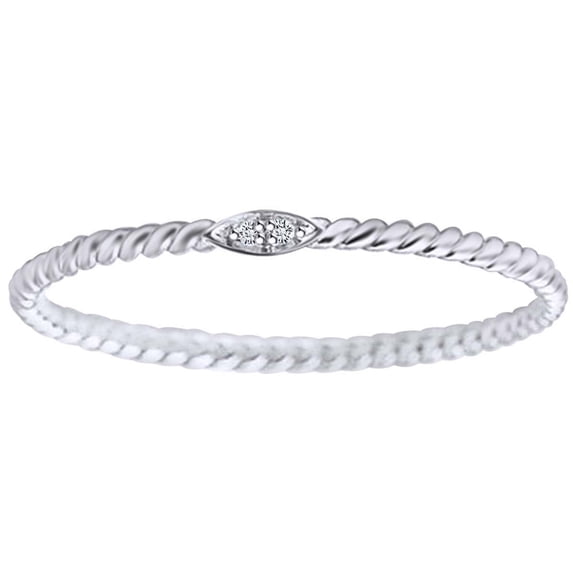 AFFY Round White Natural Diamond Accent Entrwined Engagement Ring 14K Solid White Gold (I-J Color ,I2-I3 Clarity) Ring Size-8.5