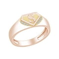 thumbnail image 1 of AFFY Round White Natural Diamond Accent Initial Letter "S" Ring 14k Solid Rose Gold, 1 of 1