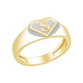 thumbnail image 1 of AFFY Round White Natural Diamond Accent Initial Letter "S" Ring 14k Yellow Gold Over Sterling Silver, 1 of 1