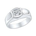 thumbnail image 1 of AFFY Round White Natural Diamond Accent Mens Solitaire Engagement Ring 14K Solid White Gold (I-J Color, I2-I3 Clarity, 0.08 Cttw) Ring Size-9, 1 of 1