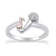 thumbnail image 1 of AFFY Round White Natural Diamond Accent Mic & Music Note Two Tone Ring 14k White Gold Over Sterling Silver, Ring Size-6, 1 of 6