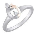 thumbnail image 1 of AFFY Round White Natural Diamond Accent Mom 14k Solid White Gold Two Tone Fashion Ring, 1 of 1